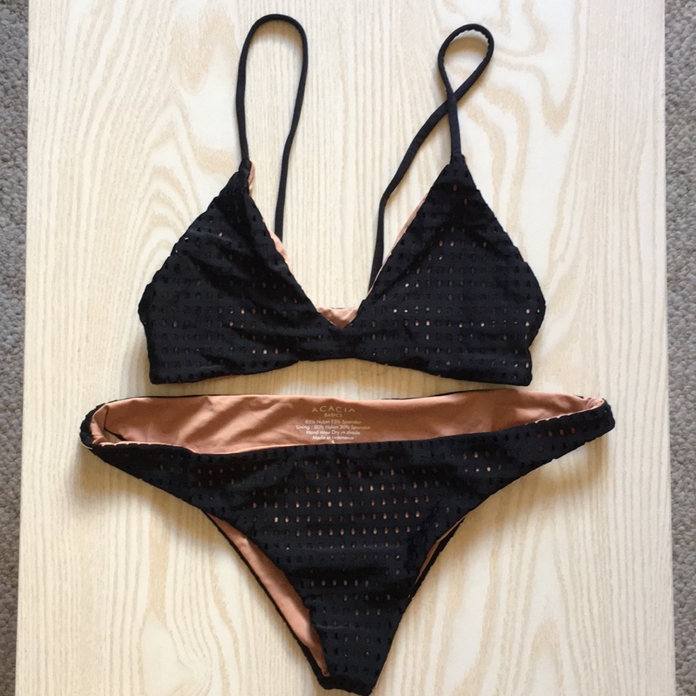 Acacia black mesh swimsuit
